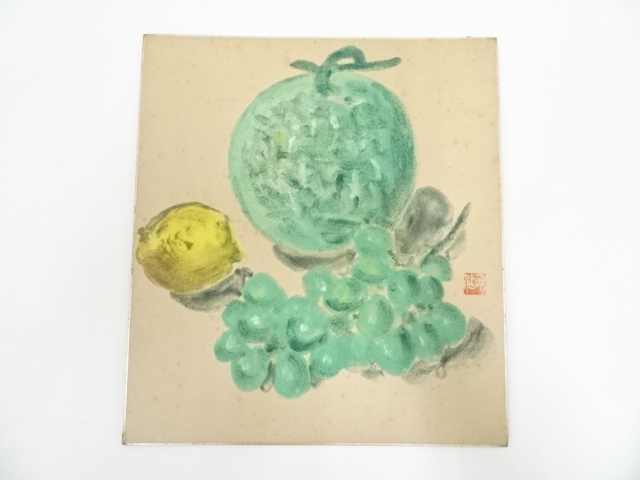 JAPANESE ART / HAND PAINTED SHIKISHI / FRUIT / BY WASAKU KOBAYASHI